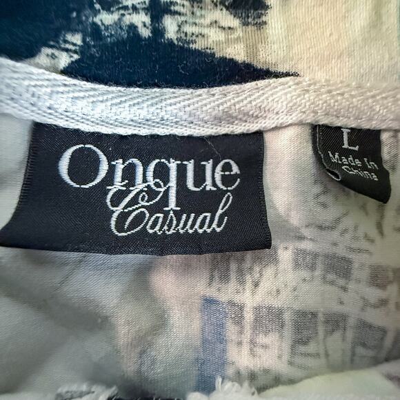 Onque Casual Paris Eiffel Tower Floral Full Zip Jacket Women’s Size Large L - Picture 3 of 5